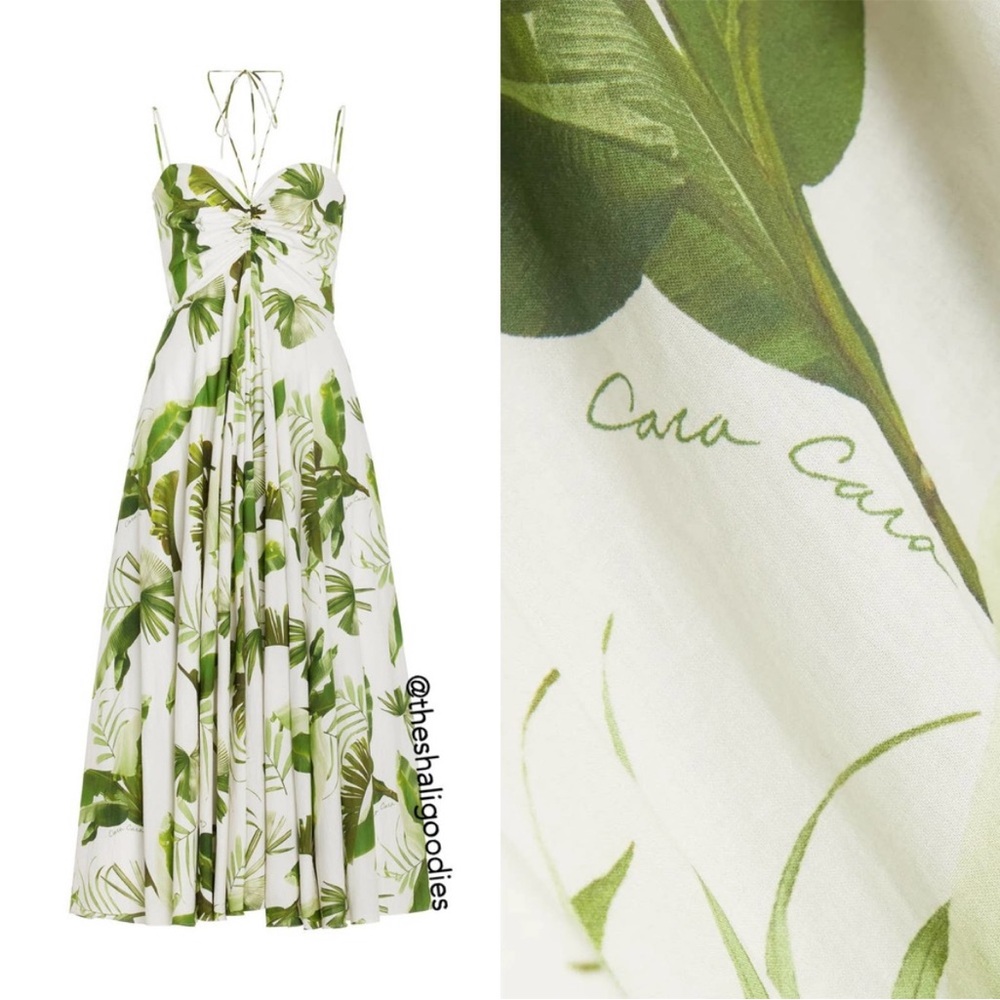 Cara Cara Green and White Spaghetti Strap Maxi Sundress